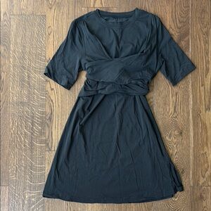 Lululemon Cotton Wrap-Front T-Shirt Dress in Black
